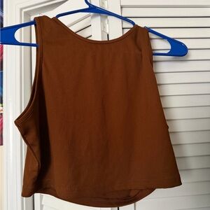 SHEIN Ribbed Cropped Tank Top - Rust Brown